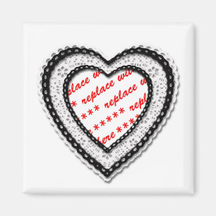 Laced Heart Shaped Photo Frame Magnet