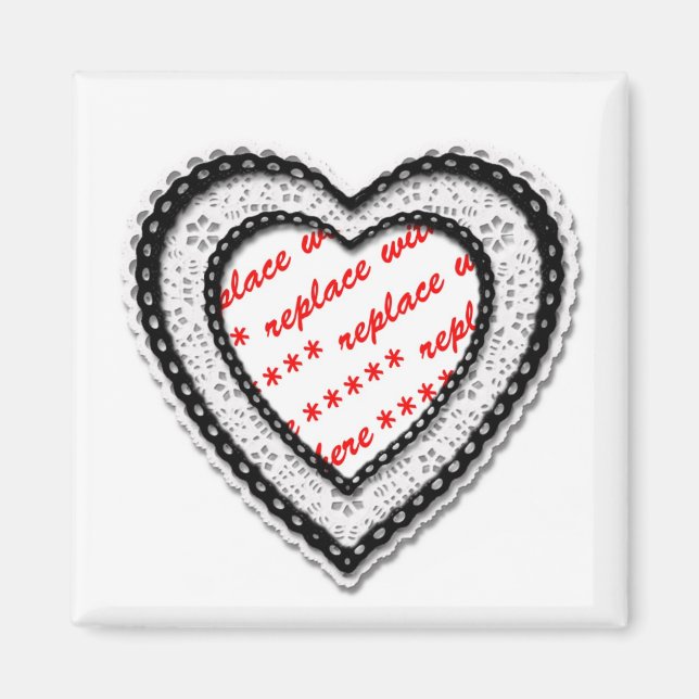 Laced Heart Shaped Photo Frame Magnet (Front)