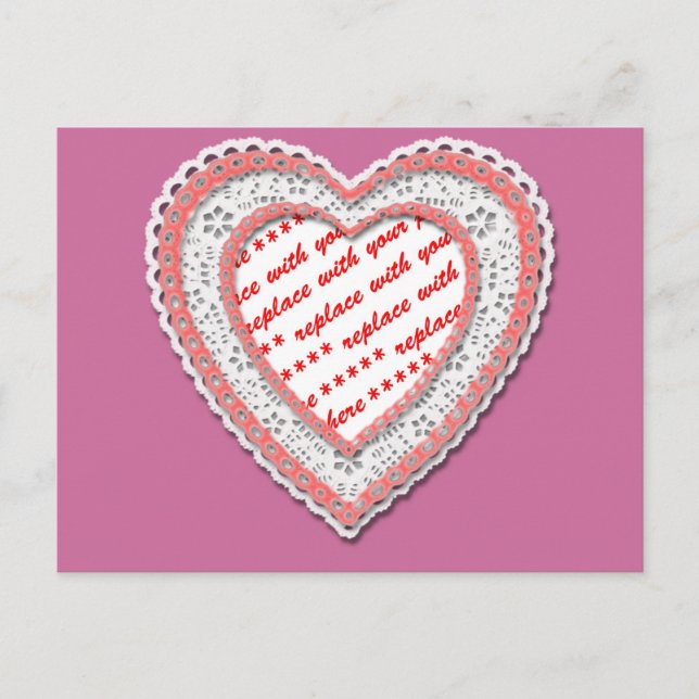 Laced Heart Shaped Photo Frame Postcard (Front)