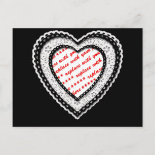 Laced Heart Shaped Photo Frame Postcard