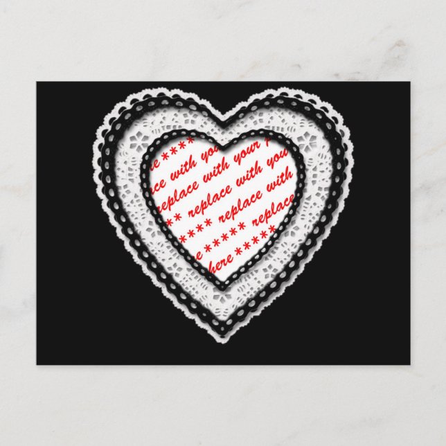 Laced Heart Shaped Photo Frame Postcard (Front)