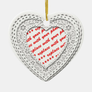 Laced Heart Shaped Photo Frame Template Ceramic Tree Decoration
