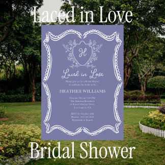Laced In Love Regency Crest Purple Bridal Shower Invitation