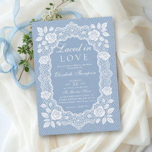Laced in Love Vintage French Blue Bridal Shower Invitation