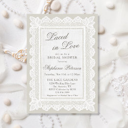 Laced in Love Vintage Ivory Lace Bridal Shower Invitation
