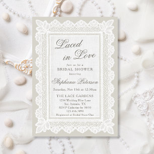 Laced in Love Vintage Ivory Lace Bridal Shower Invitation