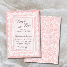 Laced in Love Vintage Pink Lace Bridal Shower Invitation