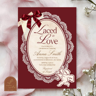 laced in love vintage romance bridal shower invitation