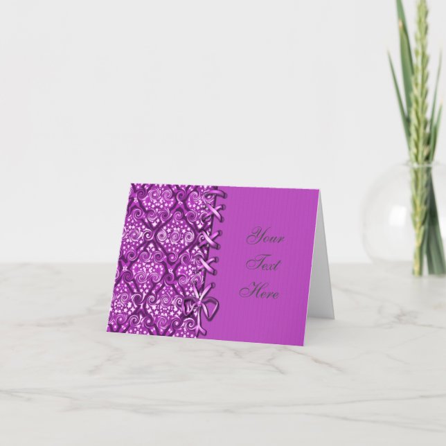 Laced Pink Pattern Decorative Note Card (Front)