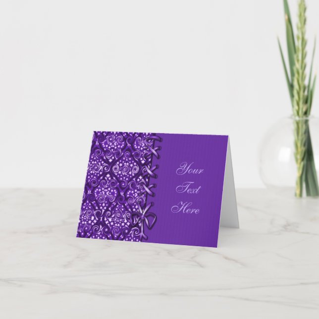 Laced Purple Pattern Decorative Note Card (Front)