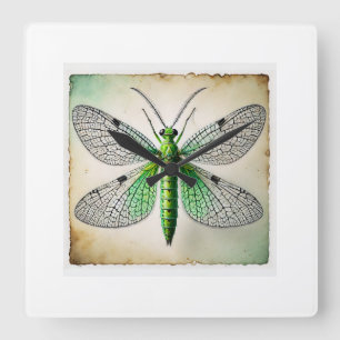 Lacewing Dorsal View 031124IREF238 - Watercolor Square Wall Clock
