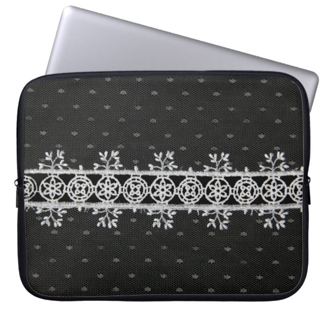 lacework line on black background laptop sleeve (Front)