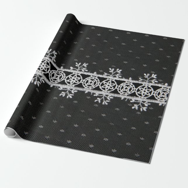 lacework line on black background wrapping paper (Unrolled)