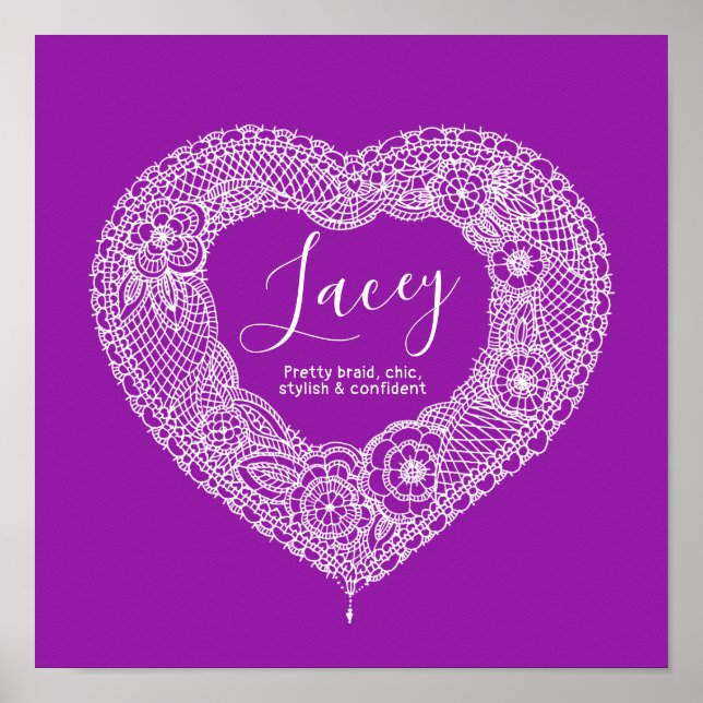 Lacey lace heart art name meaning poster (Front)