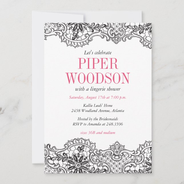 Lacey Lingerie Shower Invitation (Front)