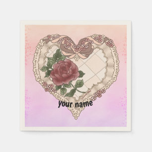Lacey Ribbon Heart  wedding napkins