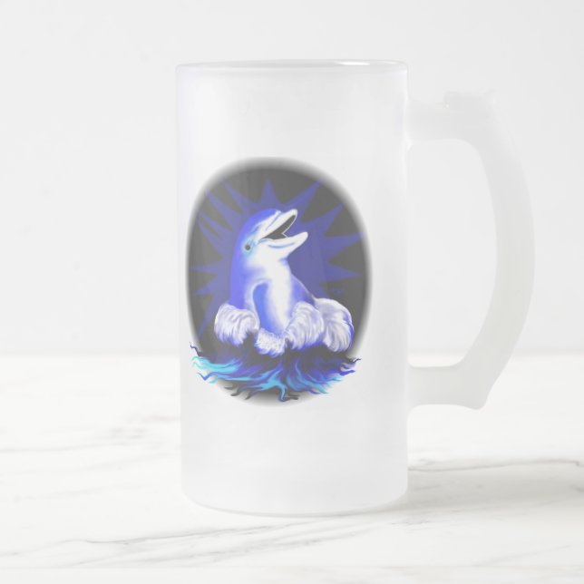 Lachender Delfin Frosted Glass Beer Mug (Right)