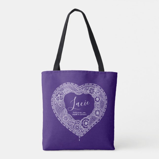 Lacie name meaning lace heart bag (Back)