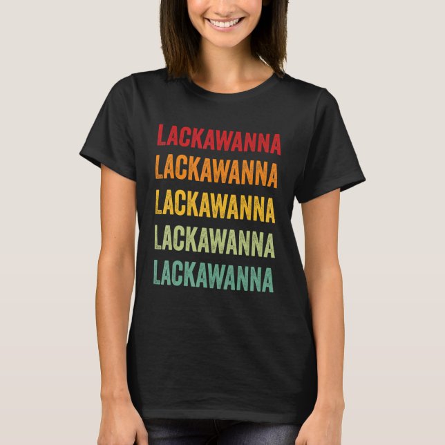 Lackawanna County Pennsylvania Rainbow Text Design T-Shirt (Front)