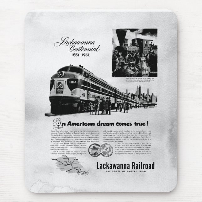 Lackawanna Railroad Centennial 1951 Mouse Mat (Front)