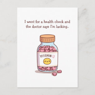 Lacking Vitamin U Funny Valentines Day Postcard