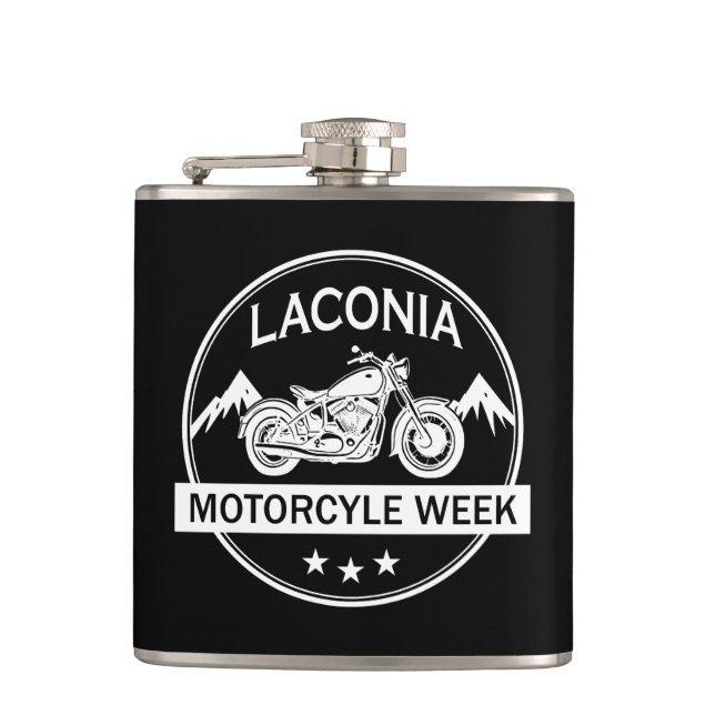 Laconia Motorcycle Week Motorbike Hip Flask (Front)