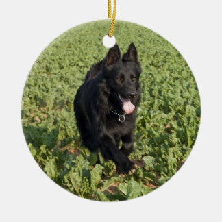 Lacquer Black German Shepherd Ceramic Tree Decoration