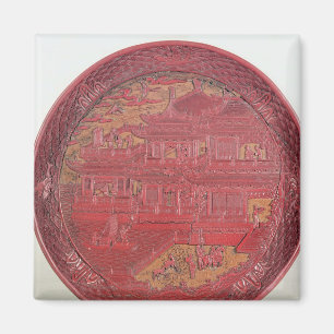 Lacquer dish, carved magnet