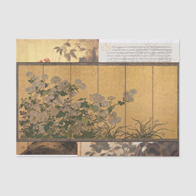 Lacquered Chrysanthemums Coromandel Screens Tissue Paper (Front)