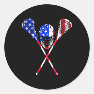 Lacrosse American Flag Gift Design Lax Player Stic Classic Round Sticker
