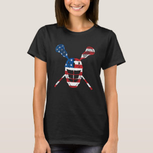 Lacrosse American Flag Helmet Patriotic Athlete Pl T-Shirt