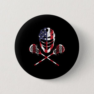 Lacrosse American Flag Lax Helmet Sticks 4th Of Ju 6 Cm Round Badge