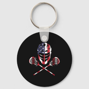Lacrosse American Flag Lax Helmet Sticks 4th Of Ju Key Ring