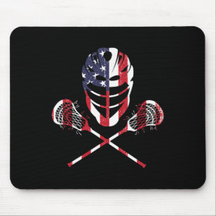 Lacrosse American Flag Lax Helmet Sticks 4th Of Ju Mouse Mat