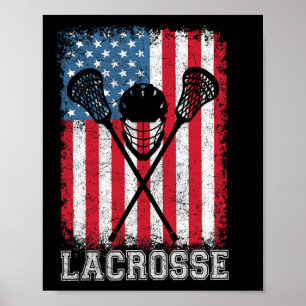 Lacrosse American Flag Lax Helmet Sticks 4th Of Ju Poster
