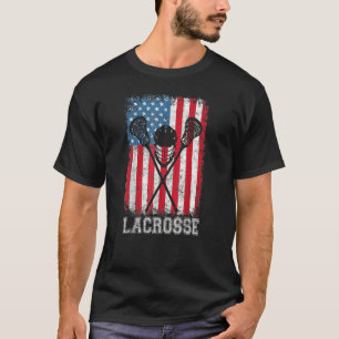 Lacrosse American Flag Lax Helmet Sticks 4th Of Ju T-Shirt