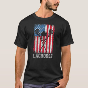 Lacrosse American Flag Lax Helmet Sticks 4th Of Ju T-Shirt