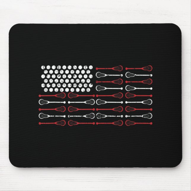 Lacrosse American Flag Lax Mum design  Mouse Mat (Front)