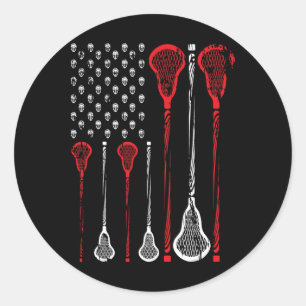 Lacrosse American Flag Merch - Great Players Desig Classic Round Sticker