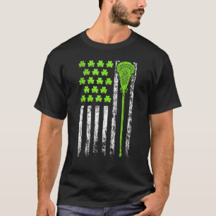  Lacrosse American Flag St Patrick Day For Men Boy T-Shirt