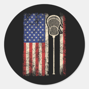 Lacrosse American Us Flag Sport Team Sticks Men 4t Classic Round Sticker