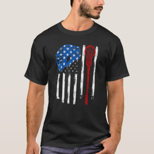 Lacrosse American Vintage Flag Lax Helmet Stick 4t T-Shirt