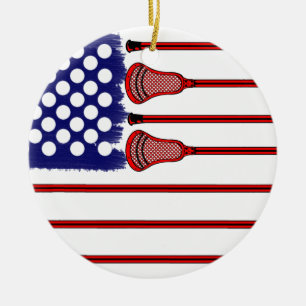 Lacrosse Americas Game Ceramic Tree Decoration