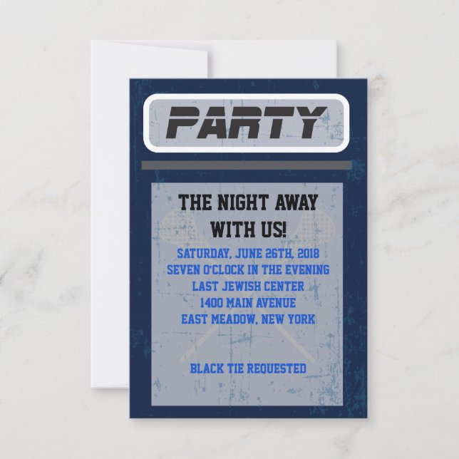 LACROSSE  Bar Bat Mitzvah Invitation Party Card (Front)