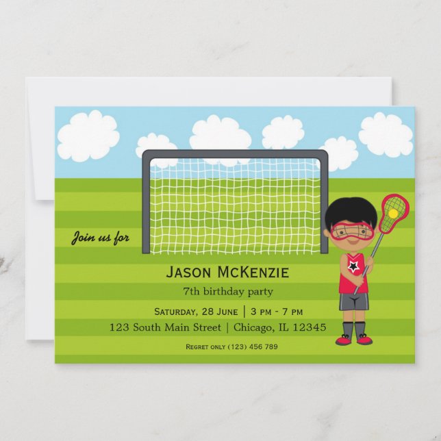 Lacrosse Birthday boy Invitation (Front)