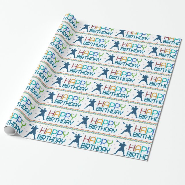 Lacrosse Birthday gift wrap paper (Unrolled)