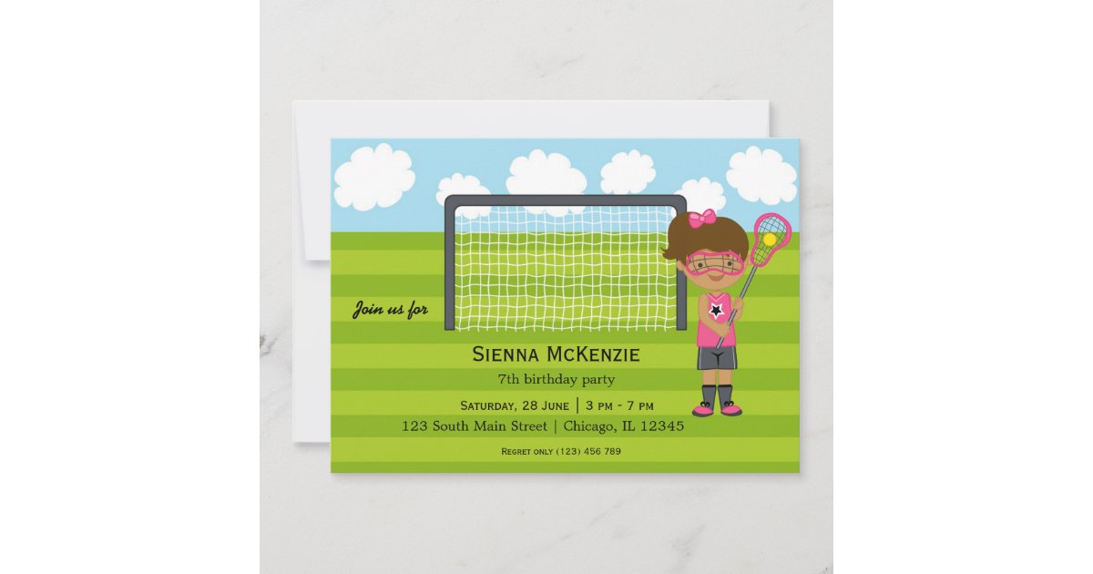 Lacrosse Birthday girl Invitation Zazzle