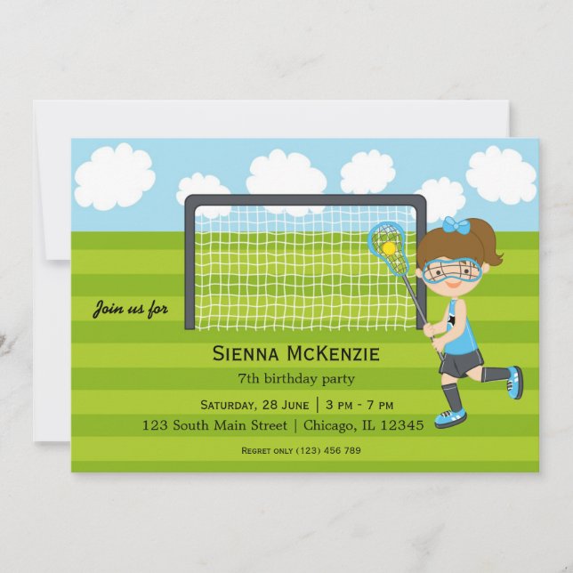 Lacrosse Birthday girl Invitation (Front)