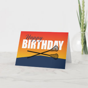 Lacrosse Birthday on Blue and Orange Athlete Card