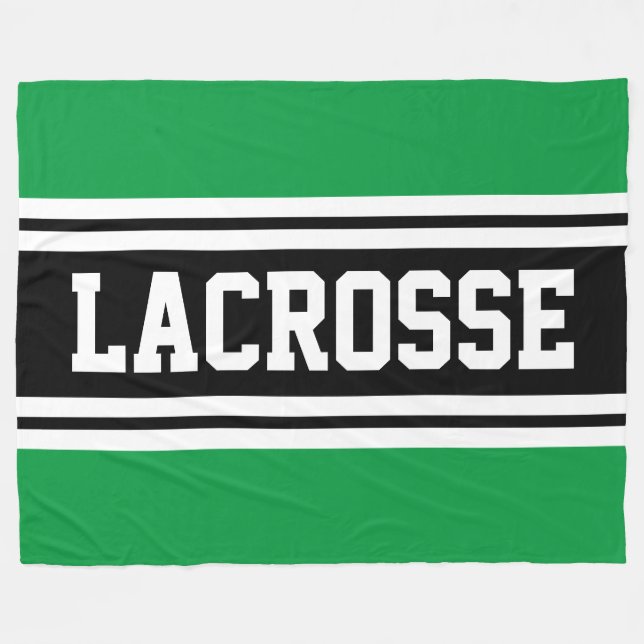LACROSSE Bold Athletic Green Black White Stripes Fleece Blanket (Front (Horizontal))